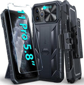 iPhone 11 Pro Dual Protective Phone Case with Belt Clip and stand Black FNTCASE